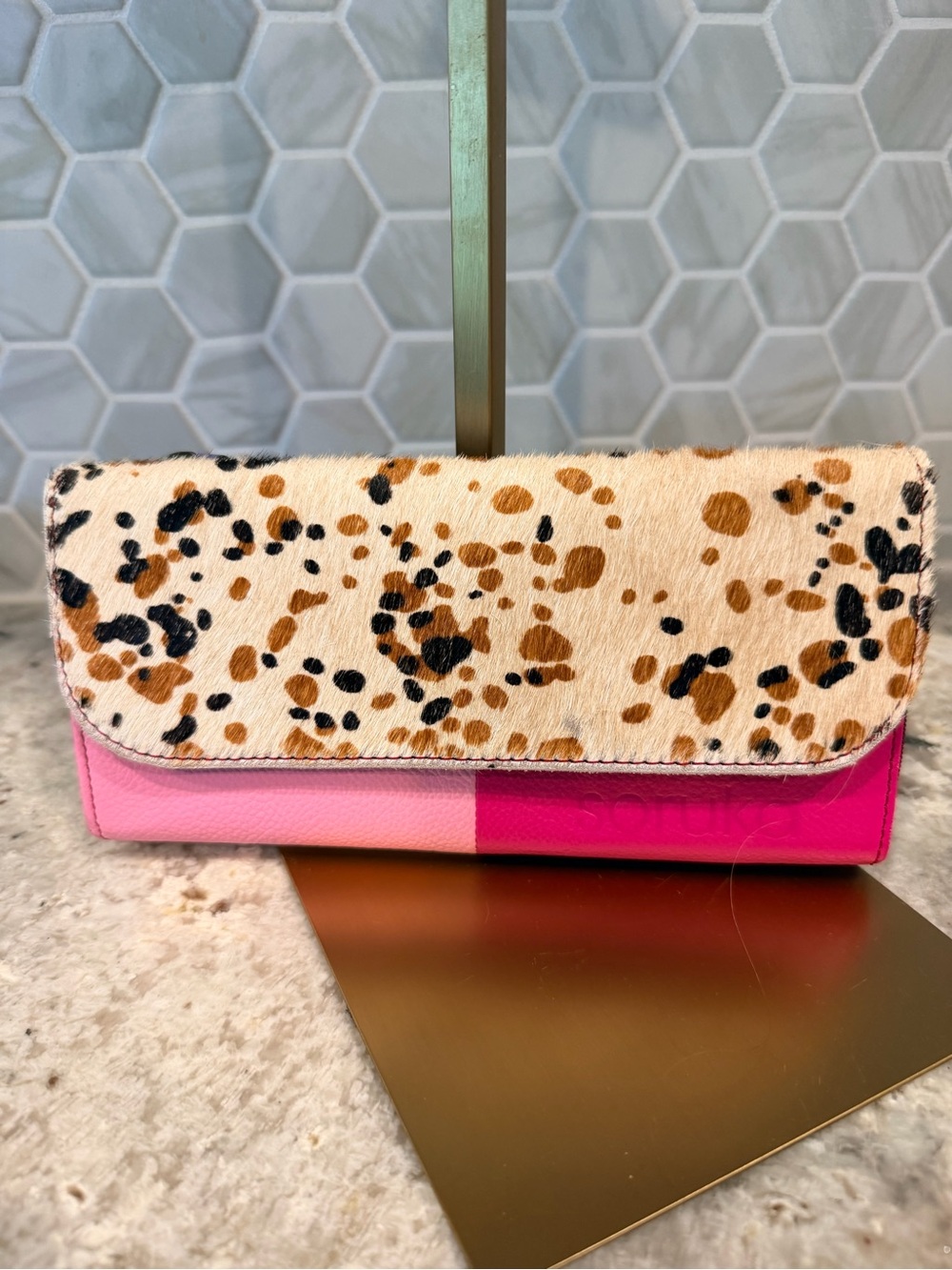 NWT Soruka Upcycled Leather & Cowhide Wallet – One-of-a-Kind! ♻️✨